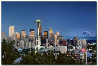 Seattle Washington With The Mighty Mt Rainier In Background