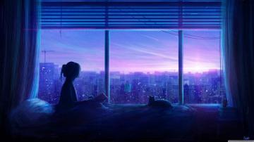 Girl And Cat Illustration Ultra HD Desktop Background Wallpaper