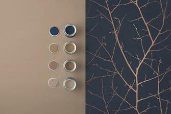 Boreas Midnight Navy And Rose Gold Metallic Wallpaper