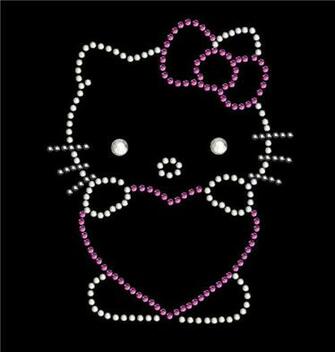 Hello Kitty Heart Iron On Diamante Transfer