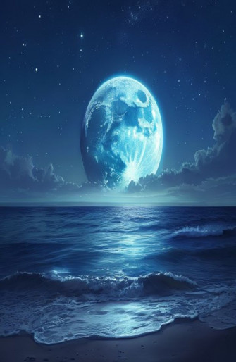 Moon Over Ocean Wallpaper