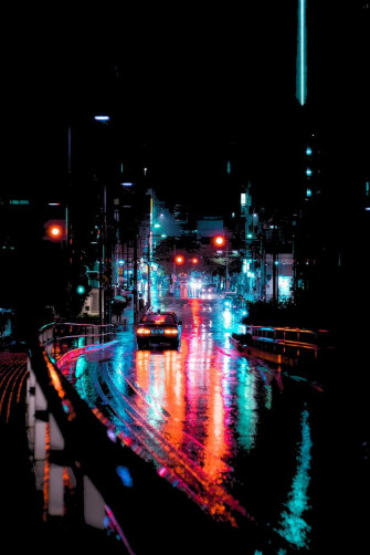 Dark Rainy Street Black Wallpaper Night