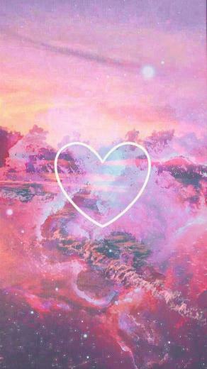Pink Pastel Galaxy Beach Heart Wallpaper Edited Merged To