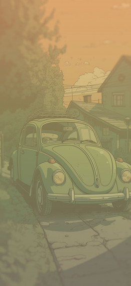 Volkswagen Beetle On Garden Wallpaper