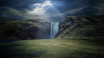 Iceland Waterfall Cloud And Sunbeam 4k Ultra HD Wallpaper