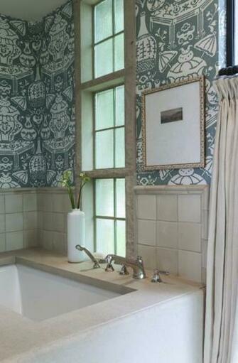 David Hicks The Vase Wallpaper Transitional Bathroom Collins