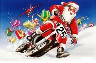 Santa Riding Bike Merry Christmas Wallpaper HD