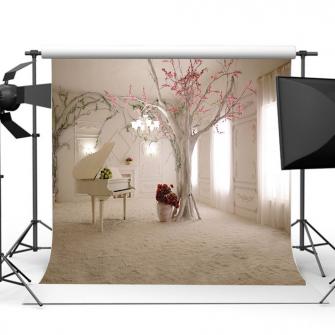 White Piano Room Theme Rose Photography Backdrop Studio