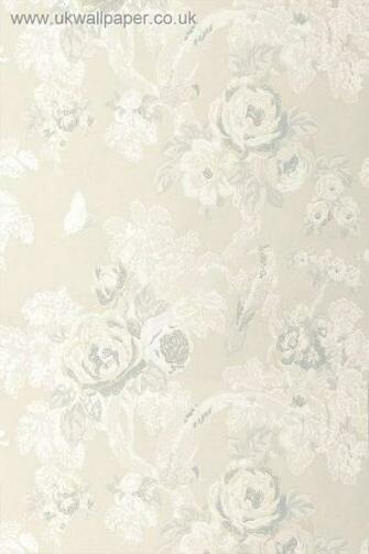 French Wild Flora Bird In The Bush Wallpaper White