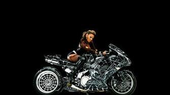 Web Girl Sportbike Airbrush Background Black Tuning Wallpaper