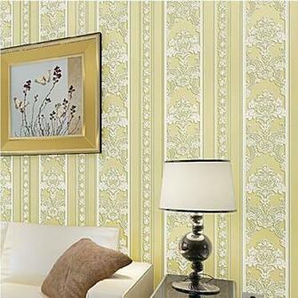 High End Stripe Non Woven Flocking Wallpaper Rolls Colors