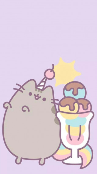 Pusheen Kawaii With A Sundae Wallpaper