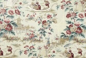And Parasols Wallpaper Aqua Toile De Jouy Sanderson