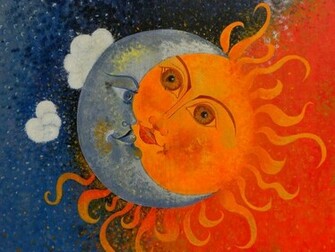Stars Sun Moon Skyscapes Wallpaper