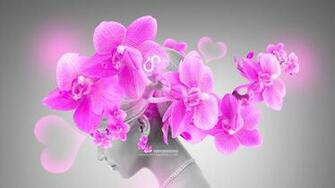 Fantasy Make Up V2 Girl Flowers Pink Light Neon HD Wallpaper By