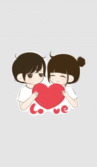 Cute Couple Cartoon Wallpaper
