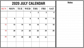 Awesome July Calendar Pdf Word Excel Template