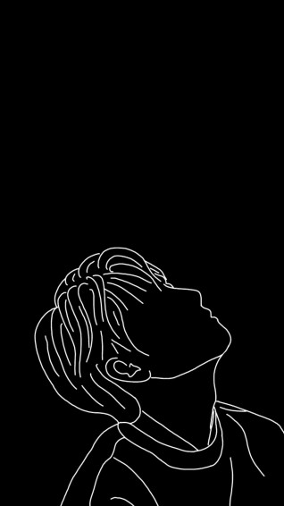 Renjun Abstract Line Art Cute Black Wallpaper Illustration