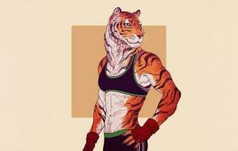 Wallpaper Minimalism Tiger Cat Style Background Art