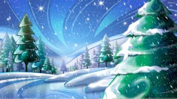 Winter Green Trees Artistic Wallpaper