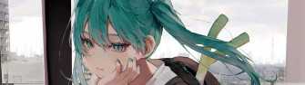 Anime Green Hair Hands On Face Wallpaper