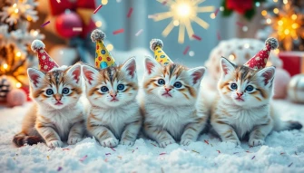 New Year Cats Wallpaper