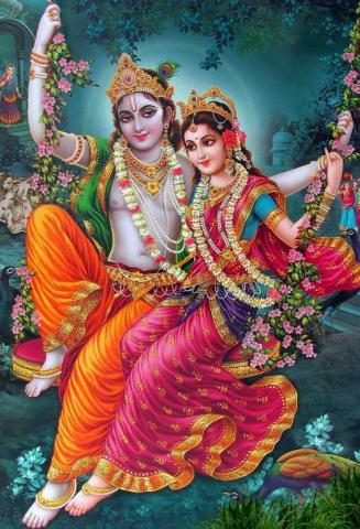 Radha Enjoying With Krishna On Swing In Garden Findmessages