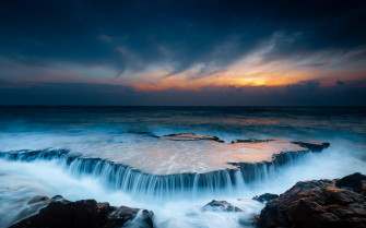 Nature Sea Waves Sunset Wallpaper HD