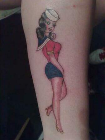 Girl Tattoos Navy Pin Up Salute And
