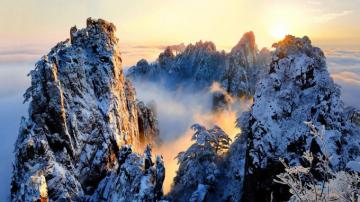 Wallpaper Winter The Sun Clouds Light Snow Trees