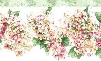 Pink And Gold Hydrangeas Floral Wallpaper Border
