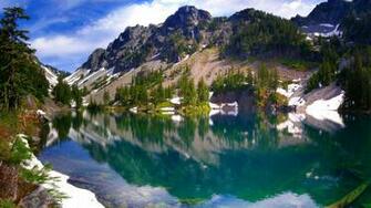Washington State Blue Clouds Crystalline Forests Wallpaper