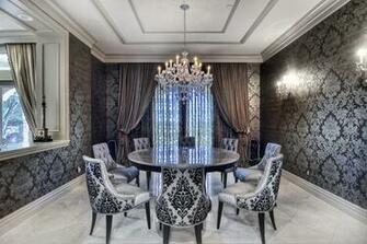 Black Damask Wallpaper In Bedroom Grey And Wall