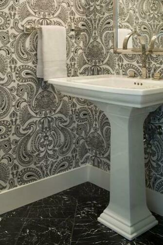 Shirley Parks Design Bathrooms Powder Room Bathroom Wallpaper