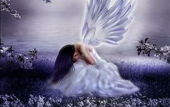 Sad Angel Purple Wallpaper Stock Photos