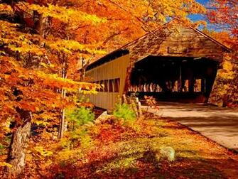Autumn Covered Bridge Wallpaper