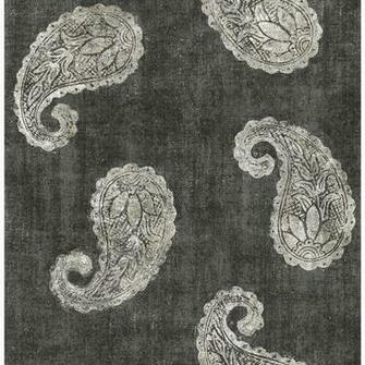 Kenneth James Kashmir Charcoal Paisley Wallpaper The