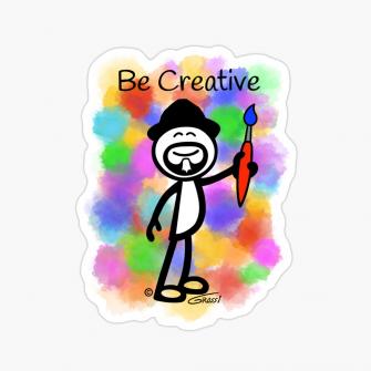 Gg Artist Stick Figure Be Creative Paint Splotch Background