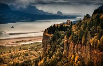 Wallpaper Autumn Forest Mountains River Columbia Gorge
