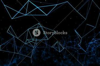 Abstract Blue Geometrical Plexus Flowing Movement On Black