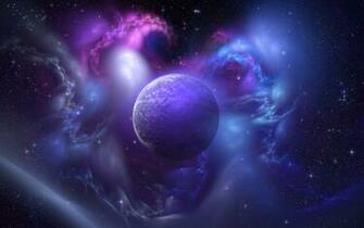 Purple Space Planet Desktop Wallpaper
