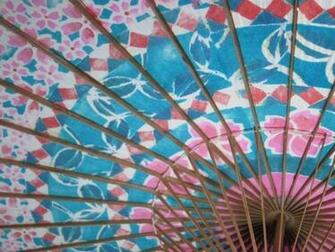 Exceptional 1940s Era Floral Paper Parasol Bright Beautiful Nursery