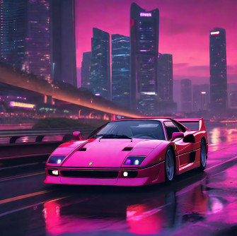 Ferrari F40 Synthwave Aesthetic Cyberpunk Singapo
