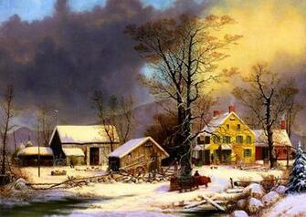 Winter Village Wallpaper
