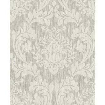 Wilko Best Damask Silver And White Wallpaper At