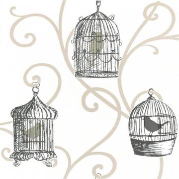 Arthouse Options Skylark Bird Cage Wallpaper Gold