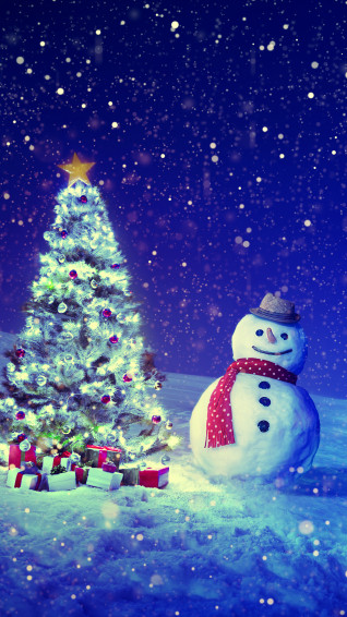 Christmas Tree Gifts Snowman 4k Wallpaper iPhone HD Phone 8300h