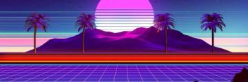 Retro Dual Monitor Wallpaper Sun