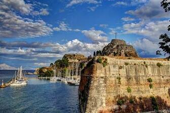 Wallpaper Greece Corfu Sky Coast Cities Clouds