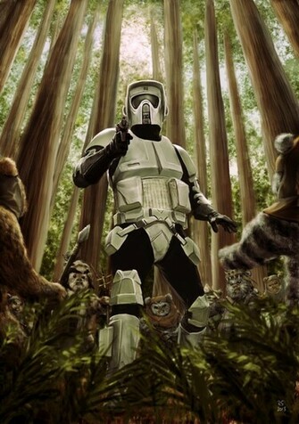Biker Scout Vs Ewoks By Robert Shane